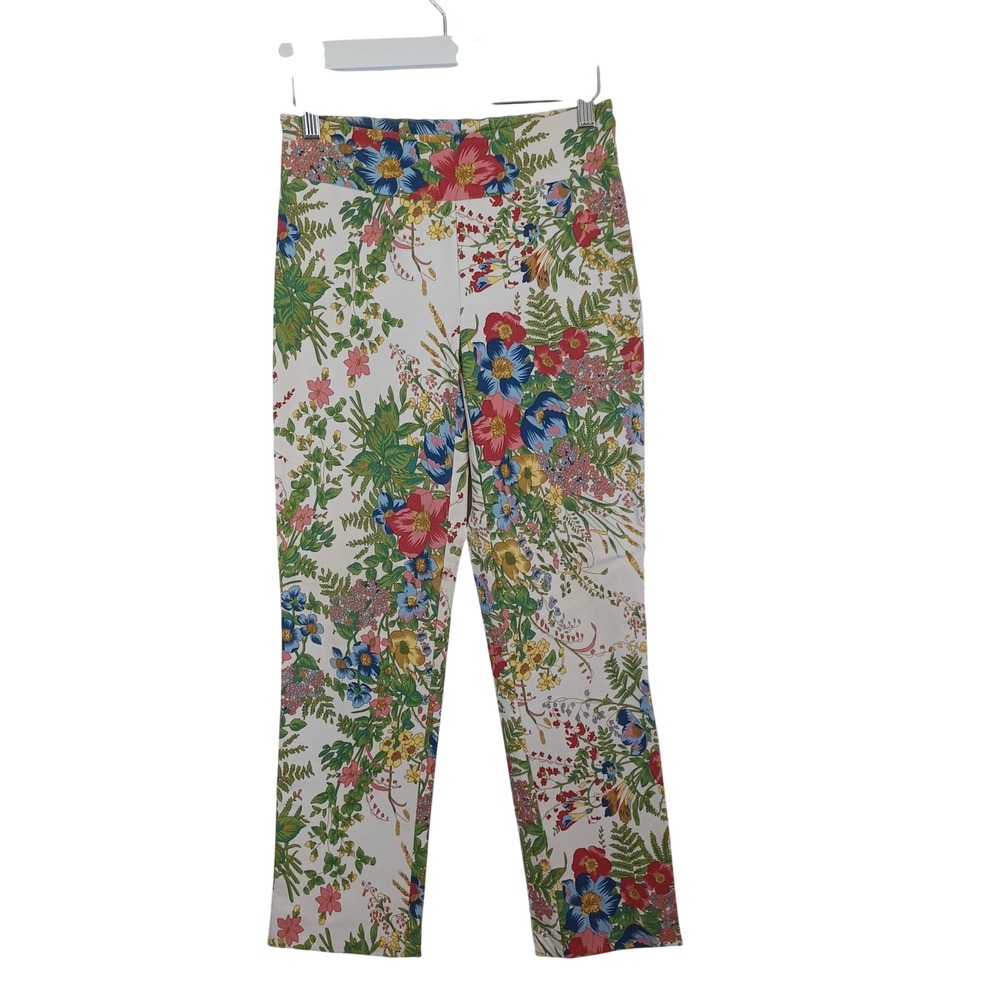 Joseph Ribkoff Floral Print Slim Leg Pants Multi Color High Rise Size 6 171678W